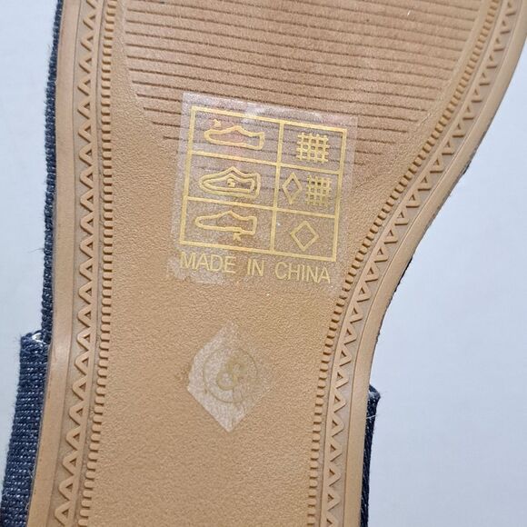 Vintage Havana Nina Black Denim Floral Embroidered Gladiator Sandal Size 8 Blue - Picture 10 of 15